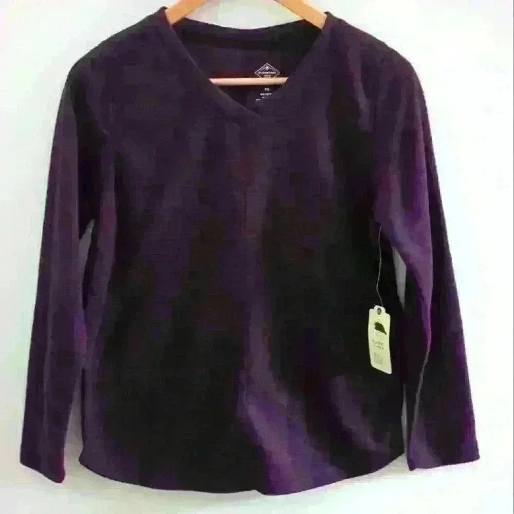 🌴2/$25🌴ST. JOHN'S BAY | Women's Purple/Black Textured Full  Fleece Sweater